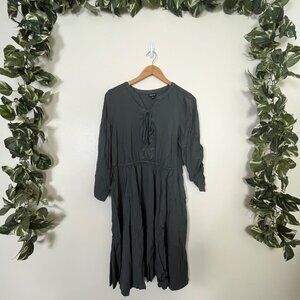 Torrid Mini Challis Lace Up Long Sleeve Shirt Dress Grey Women’s Size 0 / L